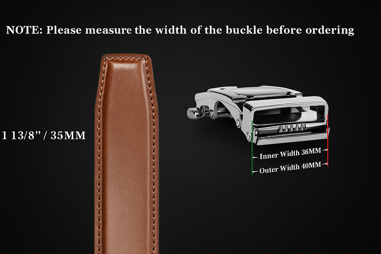 Belt buckle width measurement guide - dark theme