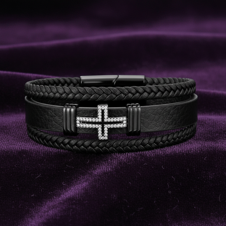 Black gunmetal bracelet side on velvet