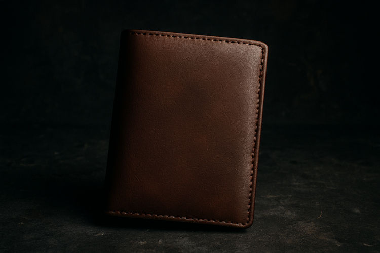 Brown wallet on weathered concrete