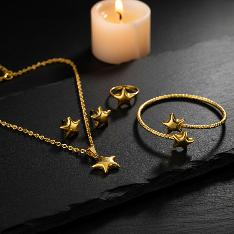 Candlelit jewelry ambiance