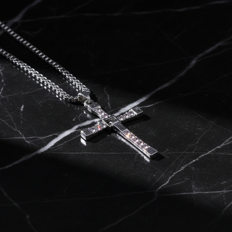 Dark Silver Cross Necklace