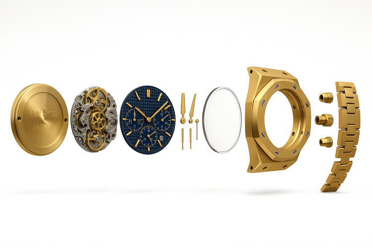 Detailed Gold Watch Exploded View