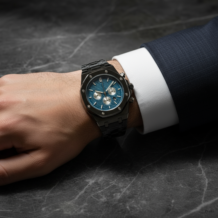 Elegant business attire with watch