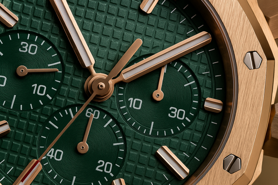 Extreme close-up macro shots of luxury watch