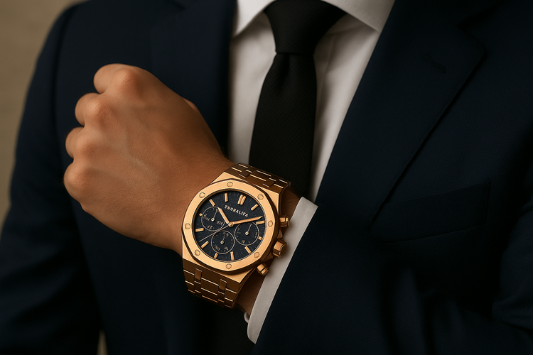 Fixed Zauralith watch with crown and pushers