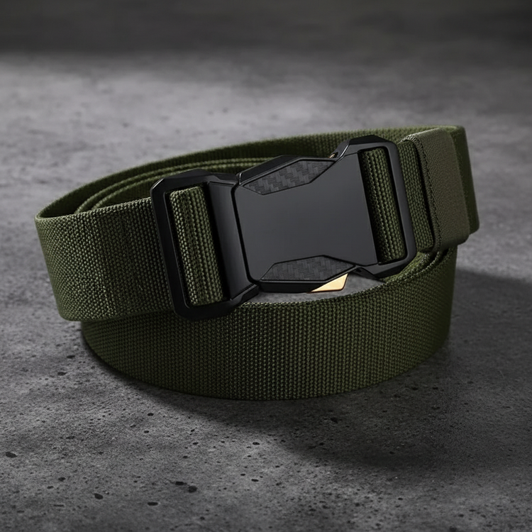 Green tactical belt on concrete