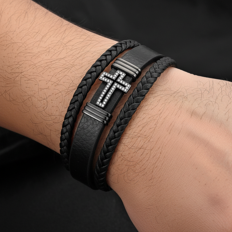 Gunmetal bracelet close-up worn