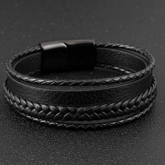 Macro close-up of leather bracelet craftsmanship