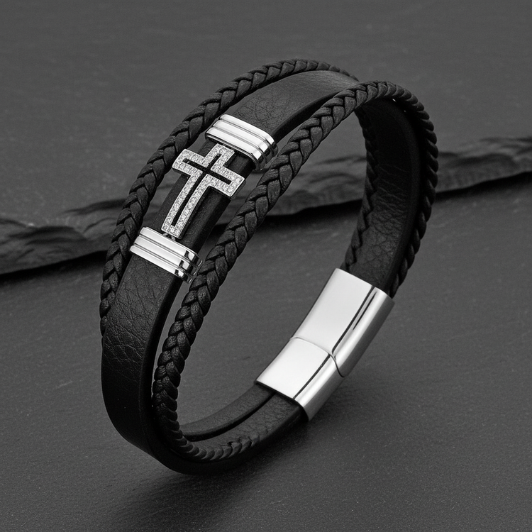 Silver bracelet three-quarter on slate