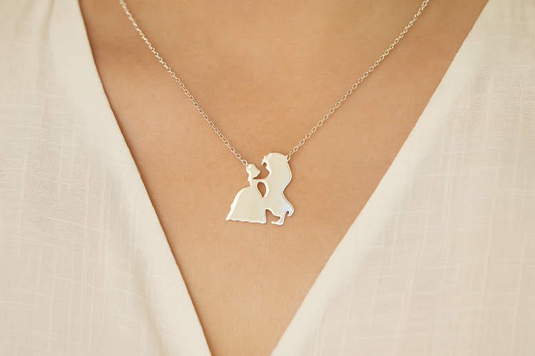 Silver necklace lifestyle photo
