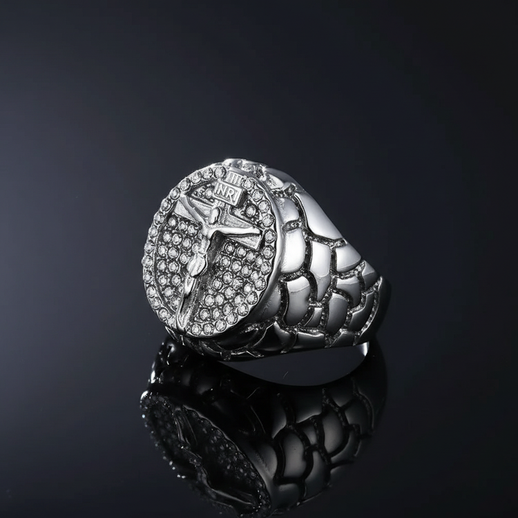 Silver ring front view detailed