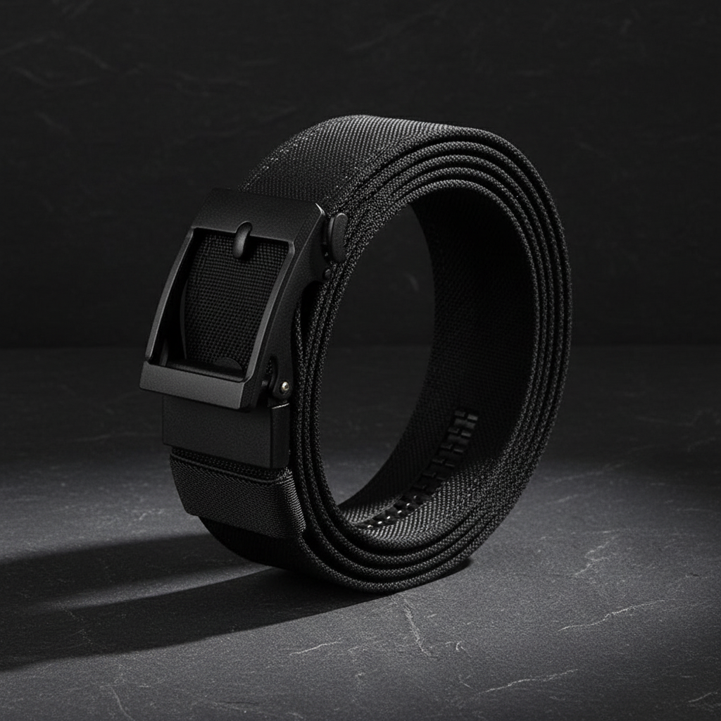 Tactical belt on dark slate background