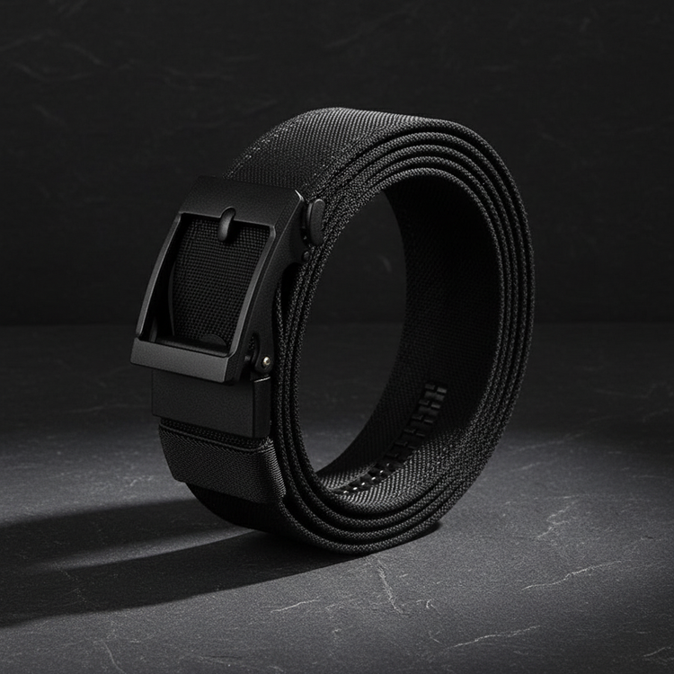 Tactical belt on dark slate background