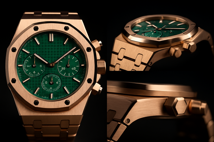 Unbranded luxury rose gold watch presentation