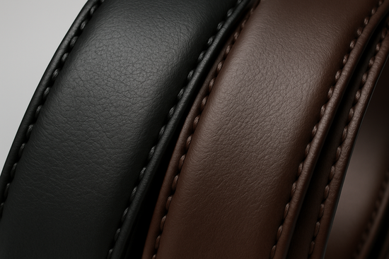 Very Close-up Detail of No Buckle Designer Men&