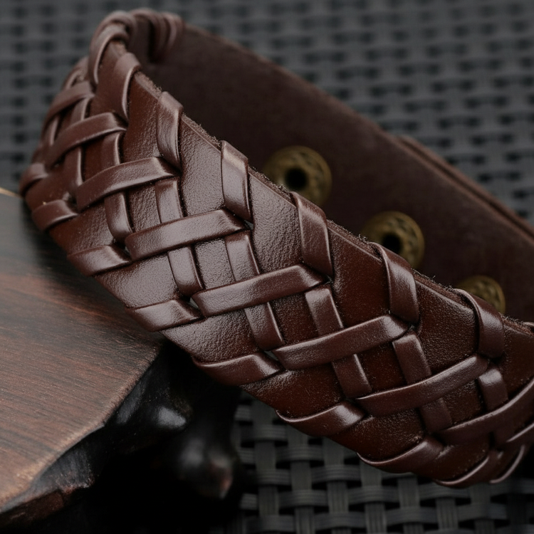 Braided Leather Bracelet - Multiple Angles View 2