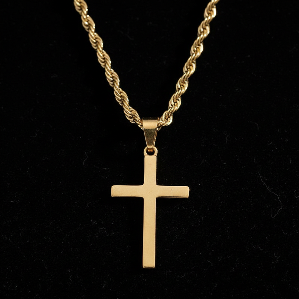 Gold Cross Pendant Macro Detail