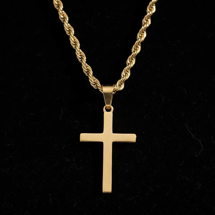 Gold Cross Pendant Macro Detail