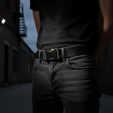 Belt worn with dark clothing