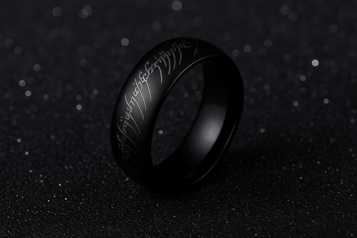 Black finish engraved ring