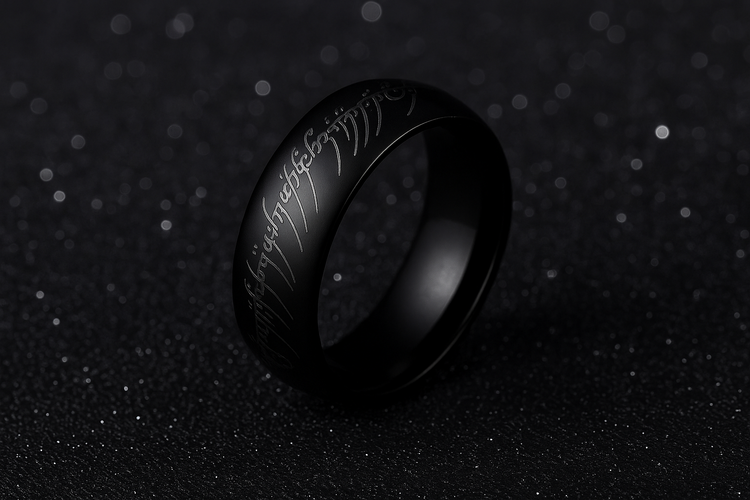 Black finish engraved ring