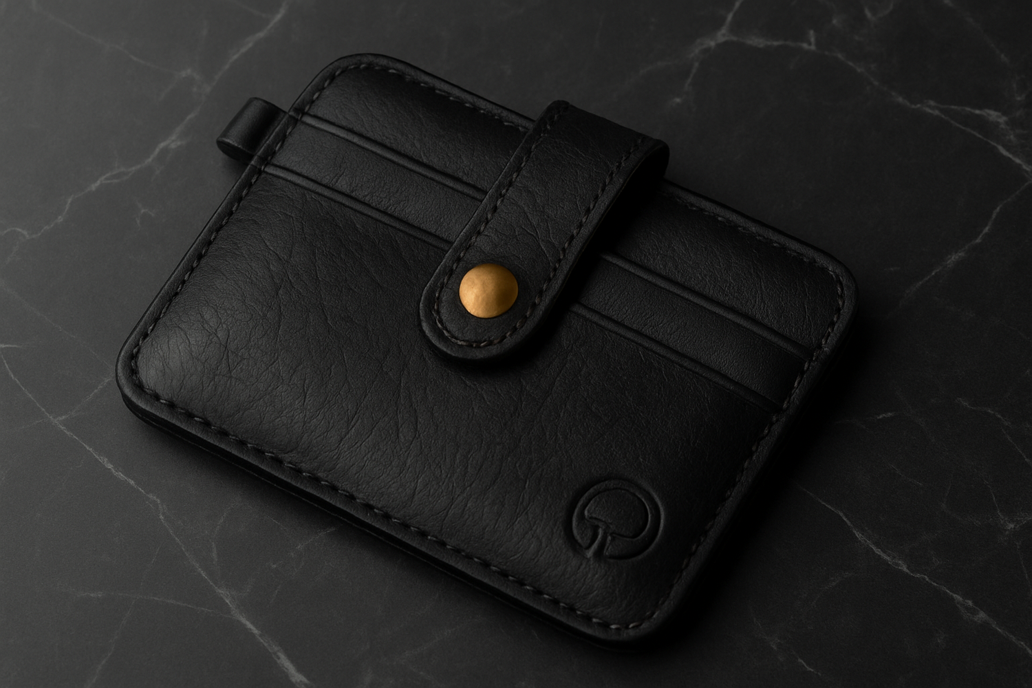 Black wallet with bright, clear lighting