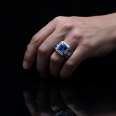 Blue sapphire ring worn on hand