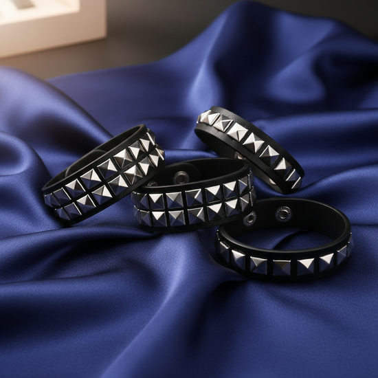 Bracelet collection on navy silk
