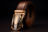 Brown leather belt with gold and silver automatic buckle - improved dark theme match