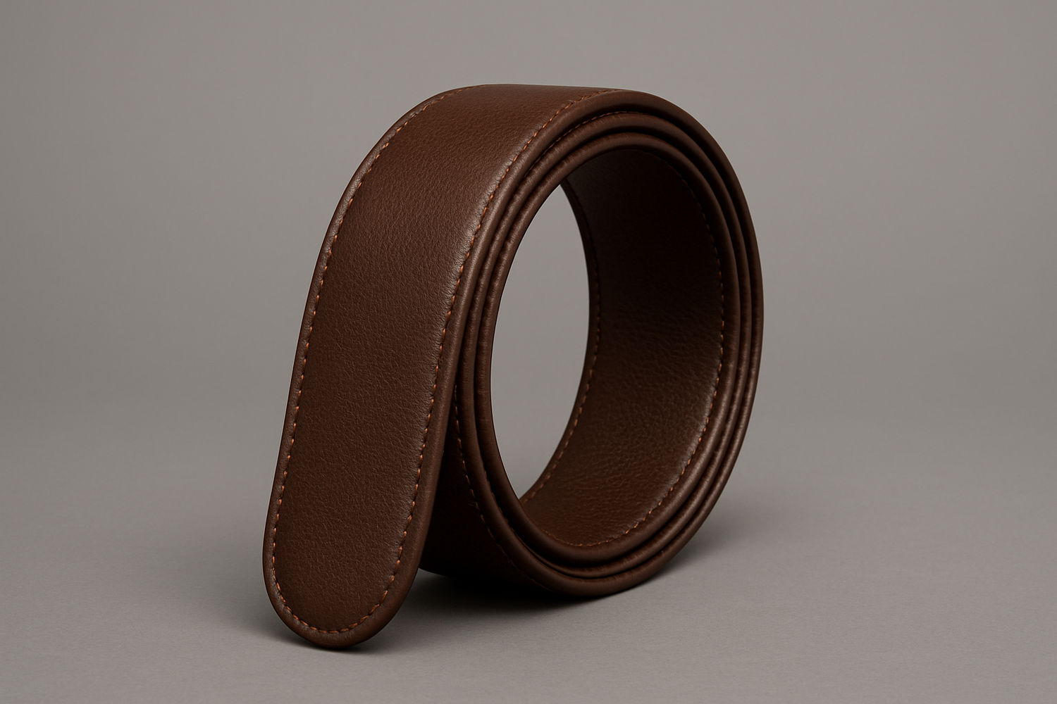 Brown No-Buckle Belt - Rolled Up Balanced