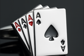 Close-up detail of four aces playing card cufflinks