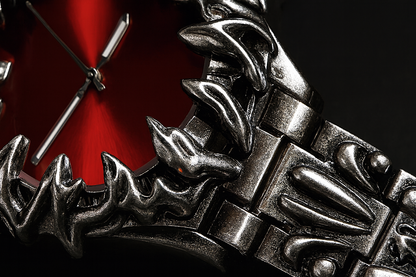 Close-up detail of spike band craftsmanship