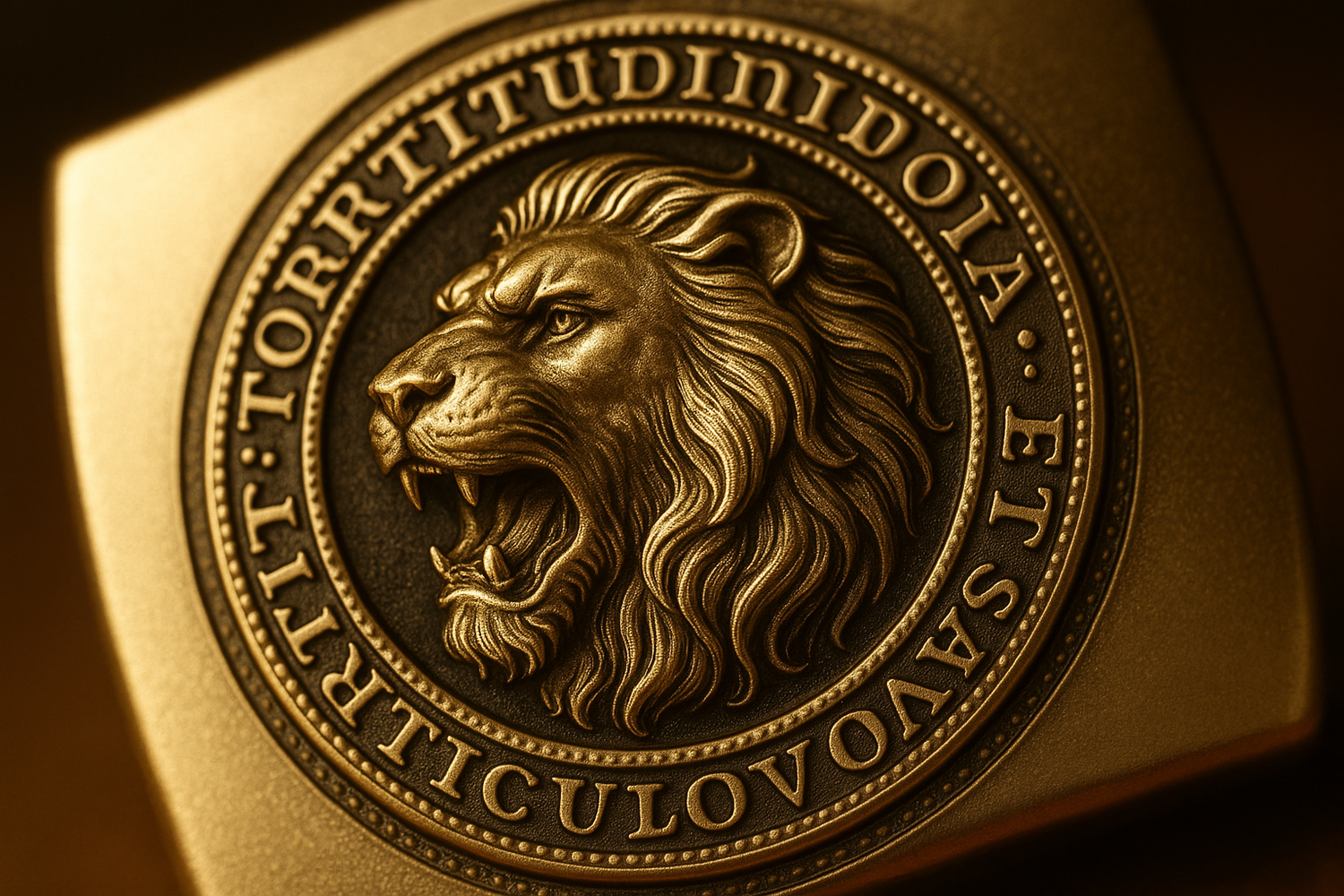 Corrected Lion Buckle Close-up