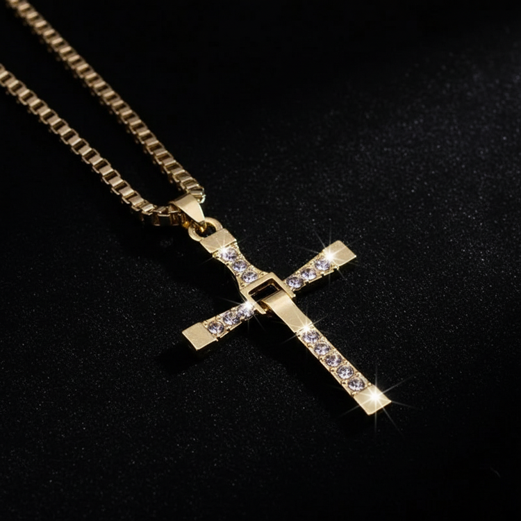 Dark Gold Cross Necklace