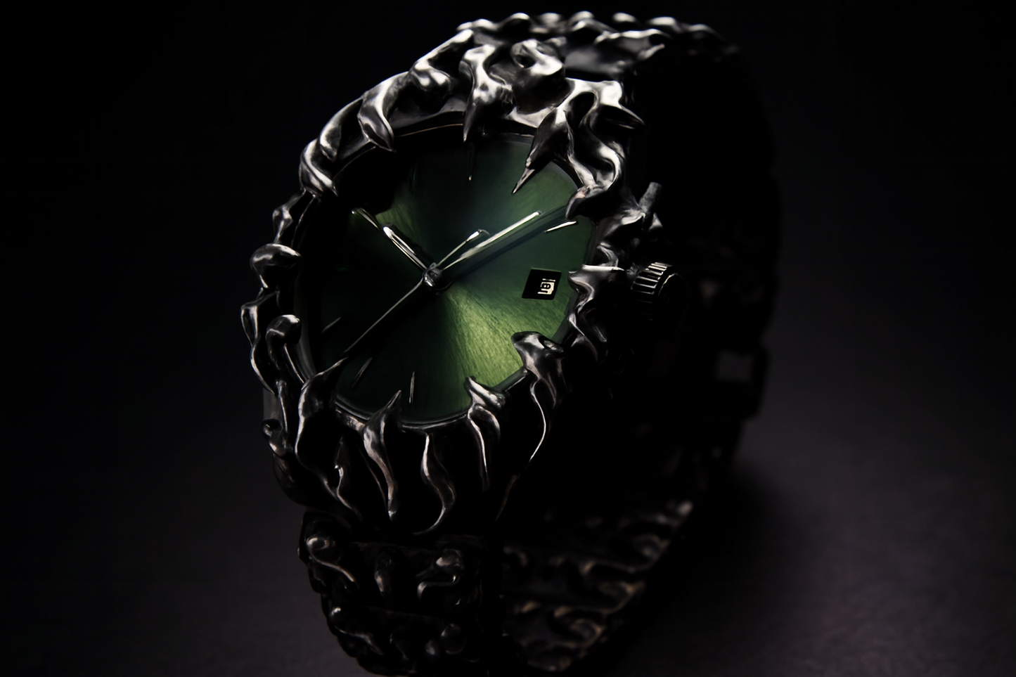 Dramatic studio lighting with strong shadows