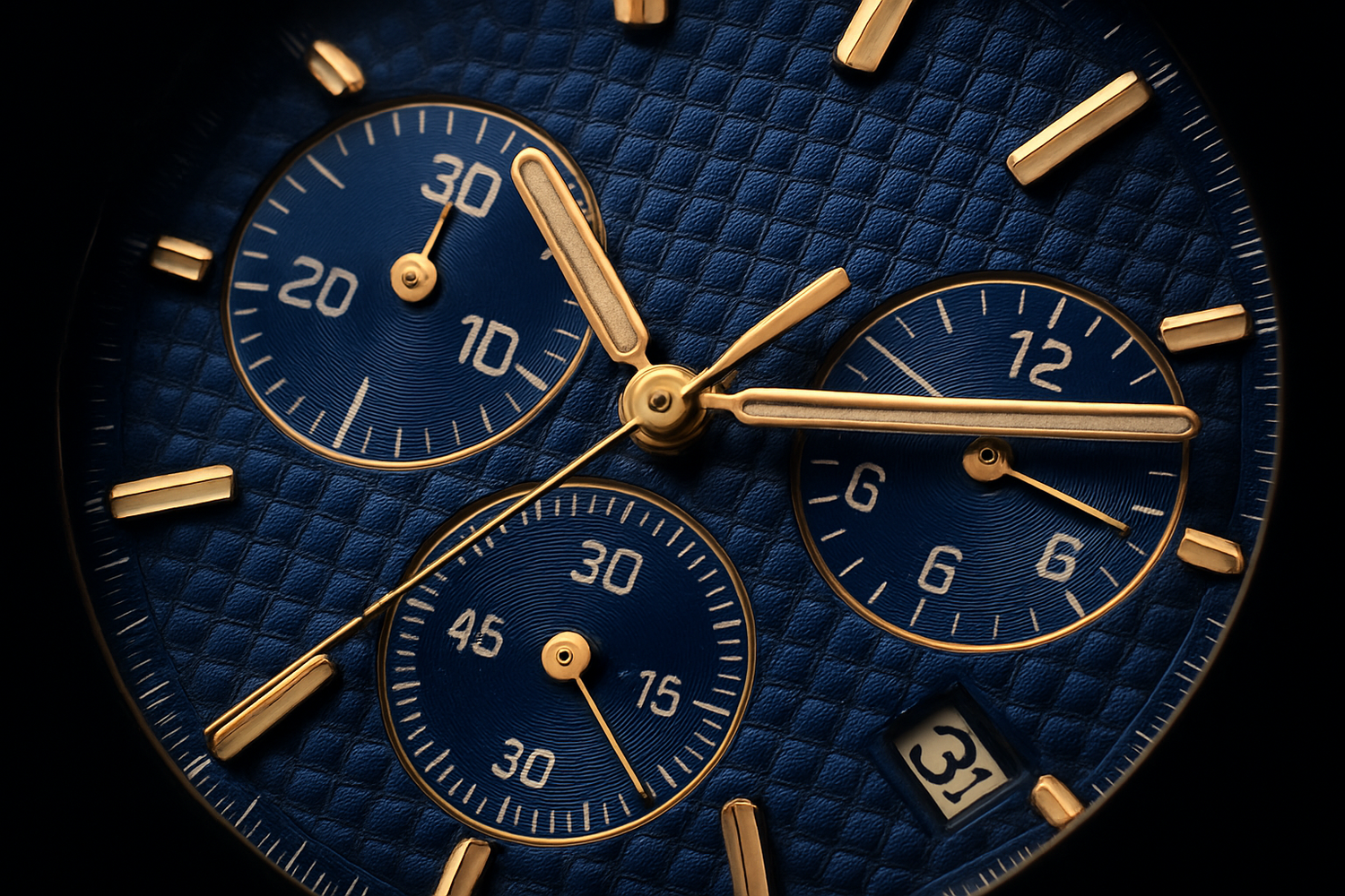 Extreme close-up of blue textured dial