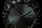 Extreme macro close-up of black watch face