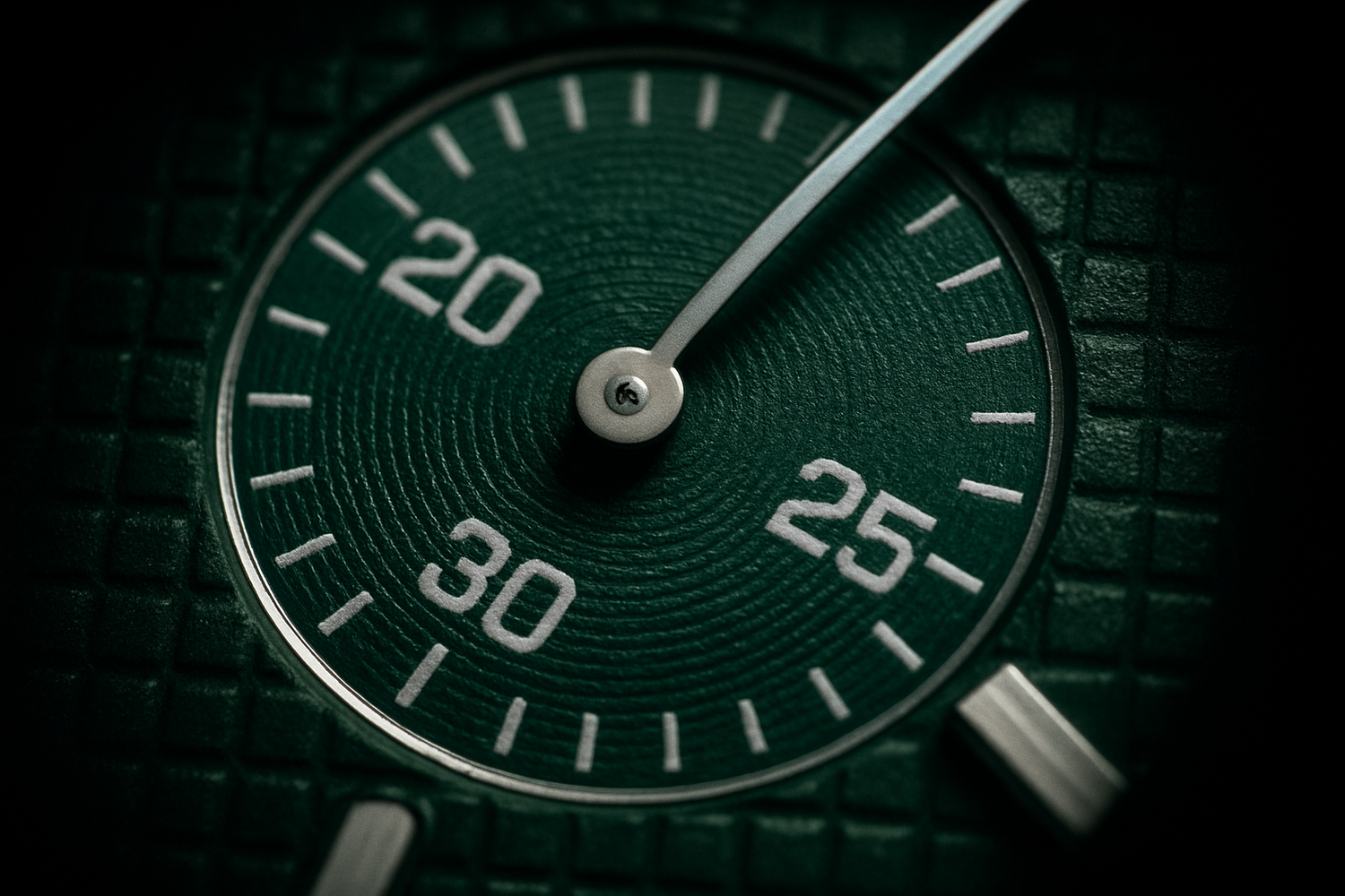 Extreme macro of green sub-dial