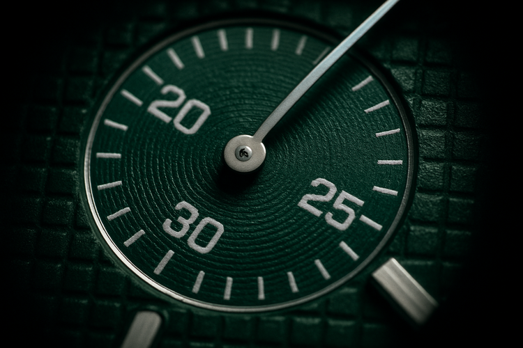 Extreme macro of green sub-dial