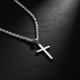 Silver Cross Necklace Dramatic Angle