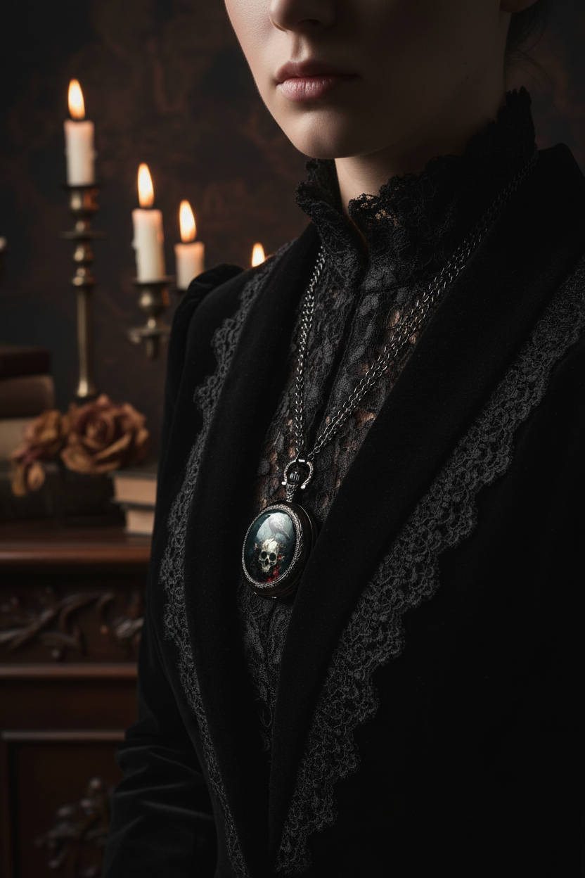 Fashion editorial dark raven skull watch