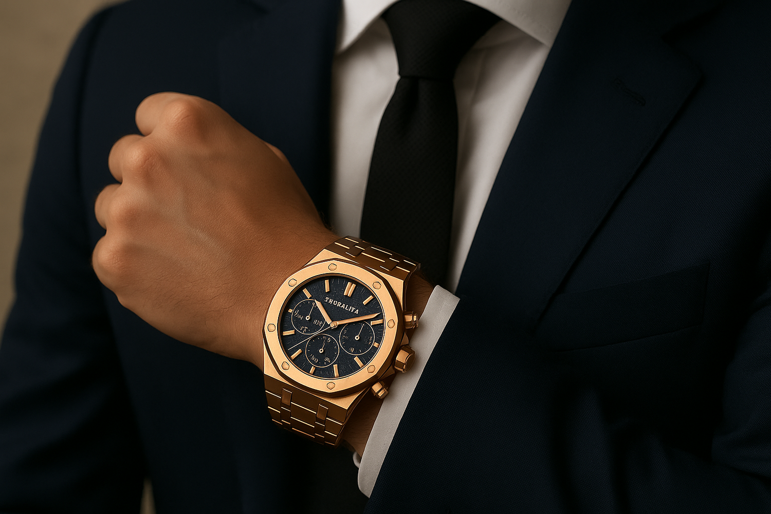 Fixed Zauralith watch with crown and pushers