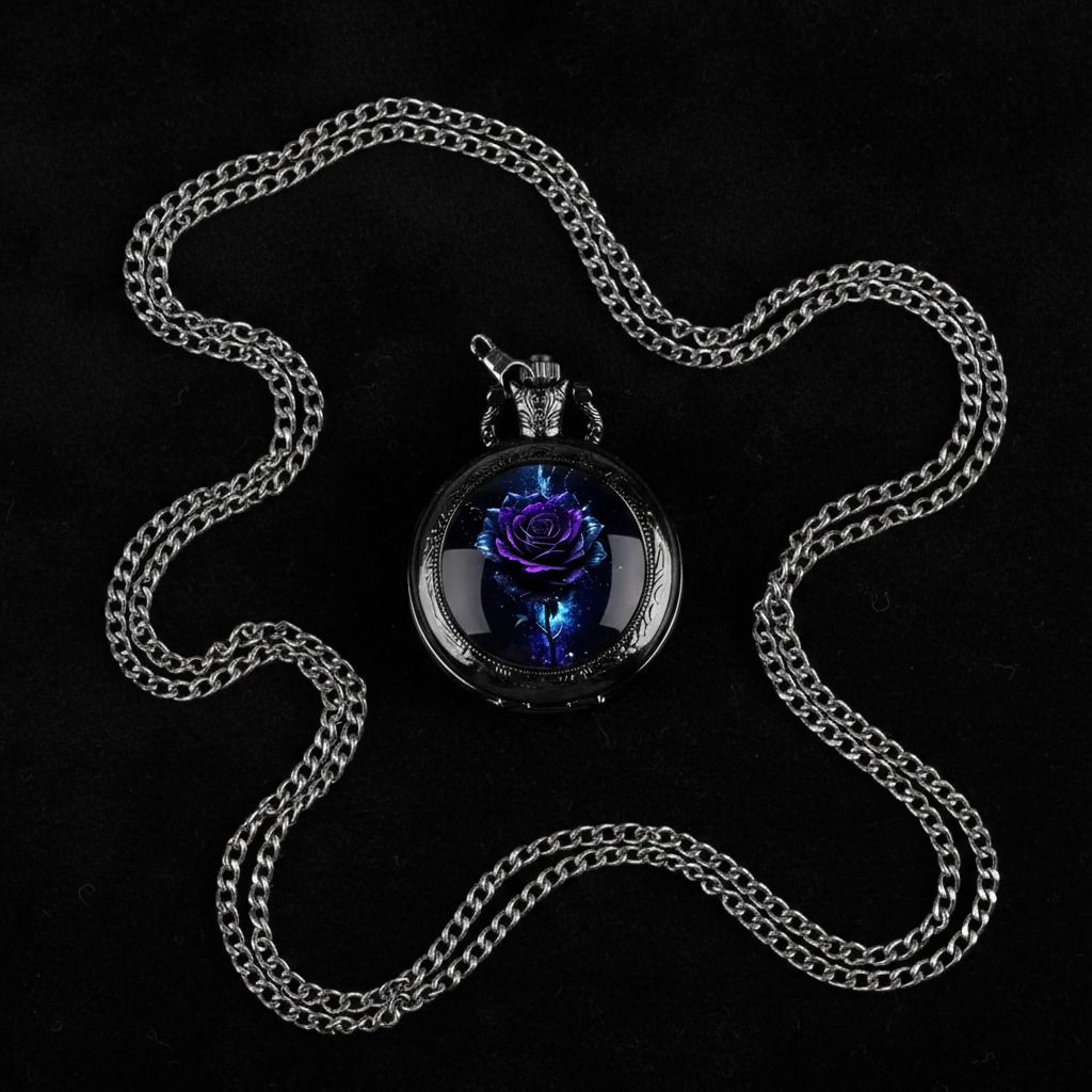 Flat lay cosmic rose watch