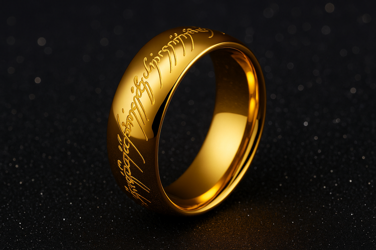 Gold finish engraved ring