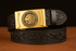 Gold Ratchet Buckle with Black Leather