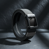 Gray tactical belt on dark slate background