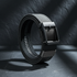 Gray tactical belt on dark slate background