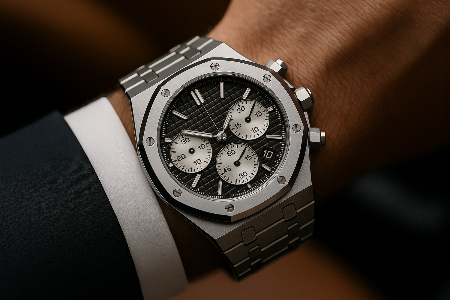 Luxury chronograph watch lifestyle shot