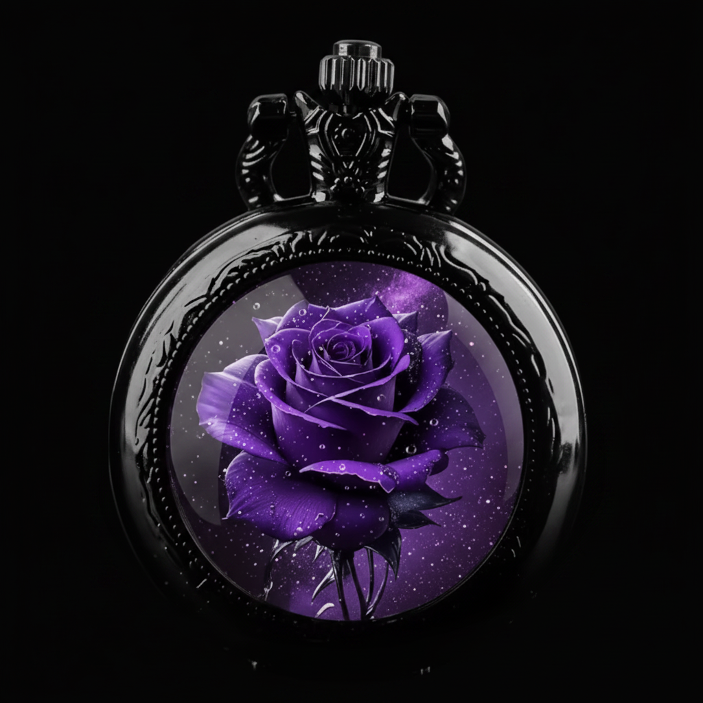 Macro face purple rose watch