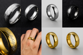 Multiple images of the engraved stainless steel ring